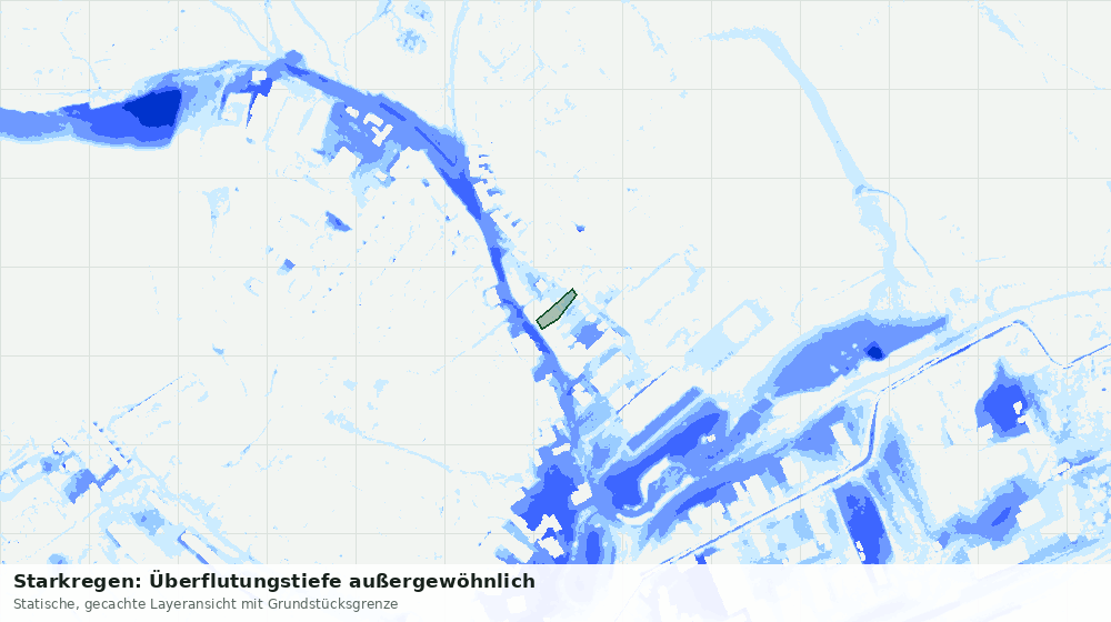 Statische Kartenansicht: Starkregen: Überflutungstiefe außergewöhnlich