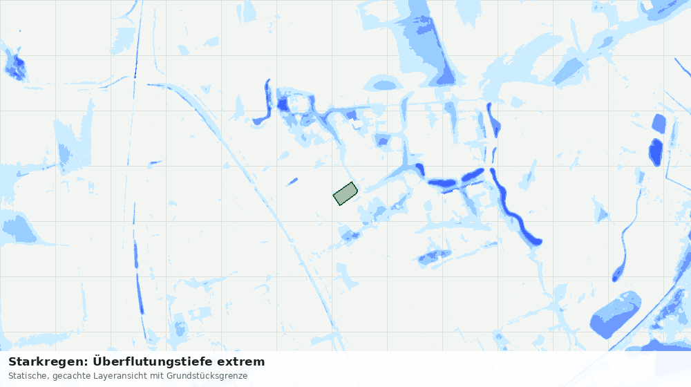 Statische Kartenansicht: Starkregen: Überflutungstiefe extrem