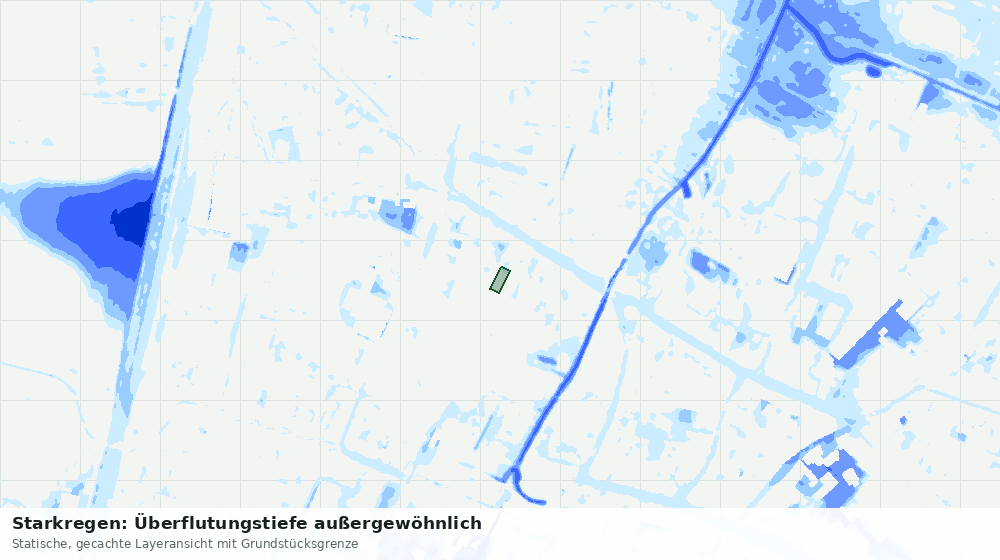 Statische Kartenansicht: Starkregen: Überflutungstiefe außergewöhnlich