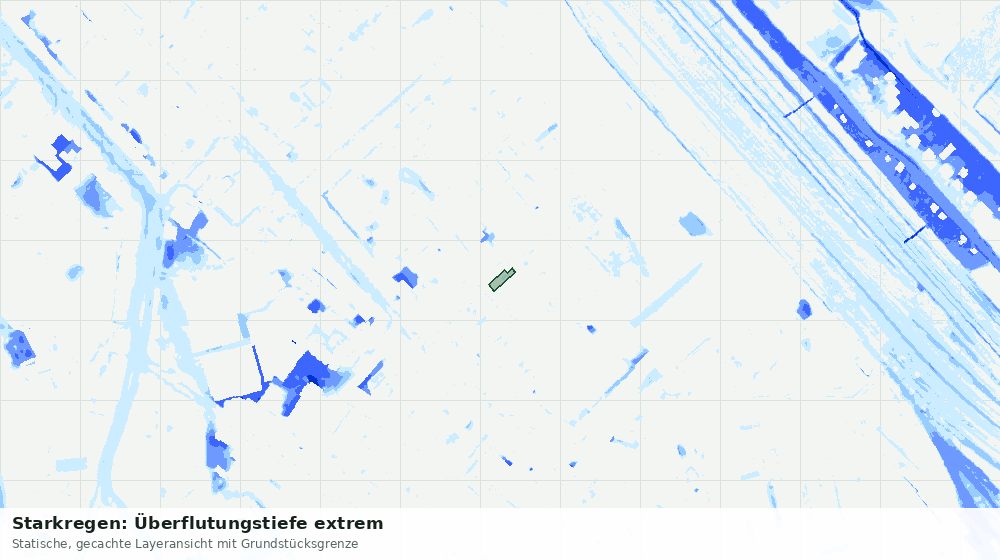 Statische Kartenansicht: Starkregen: Überflutungstiefe extrem