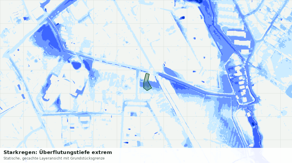 Statische Kartenansicht: Starkregen: Überflutungstiefe extrem