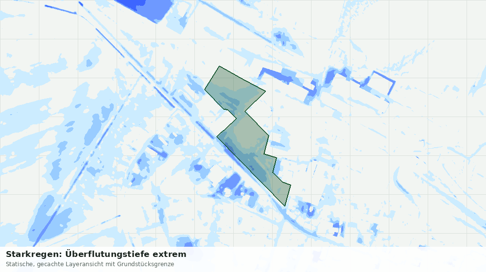 Statische Kartenansicht: Starkregen: Überflutungstiefe extrem