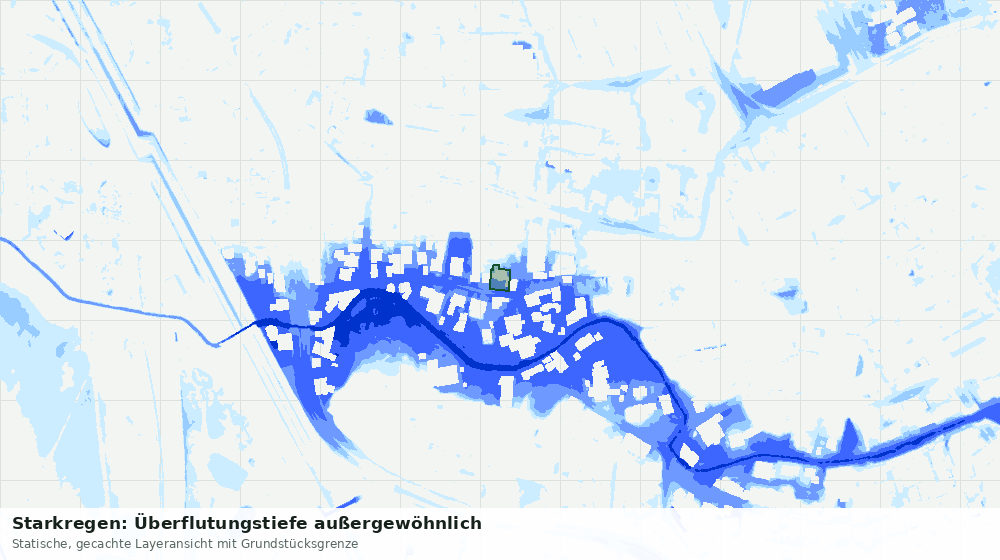 Statische Kartenansicht: Starkregen: Überflutungstiefe außergewöhnlich