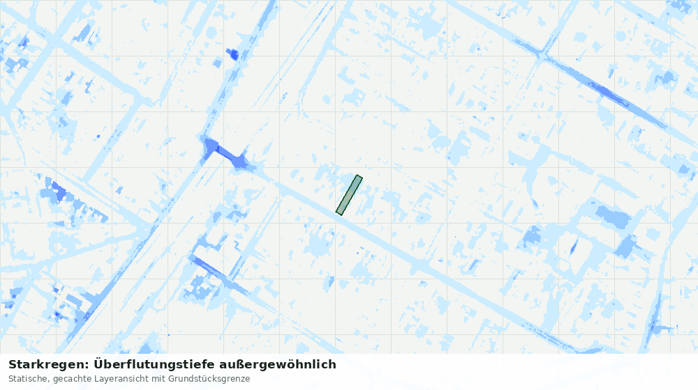 Statische Kartenansicht: Starkregen: Überflutungstiefe außergewöhnlich