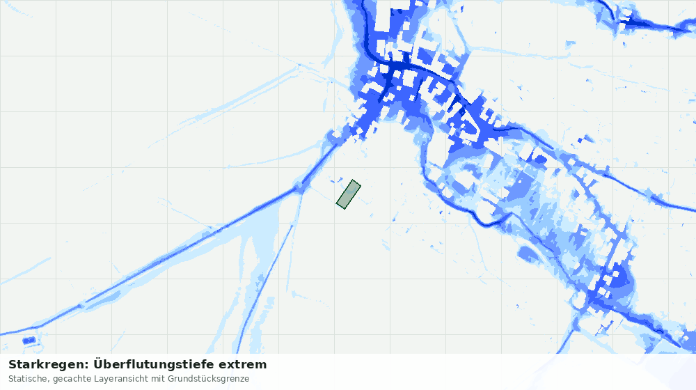 Statische Kartenansicht: Starkregen: Überflutungstiefe extrem