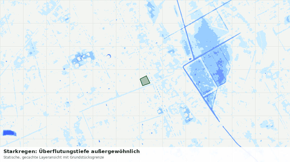 Statische Kartenansicht: Starkregen: Überflutungstiefe außergewöhnlich