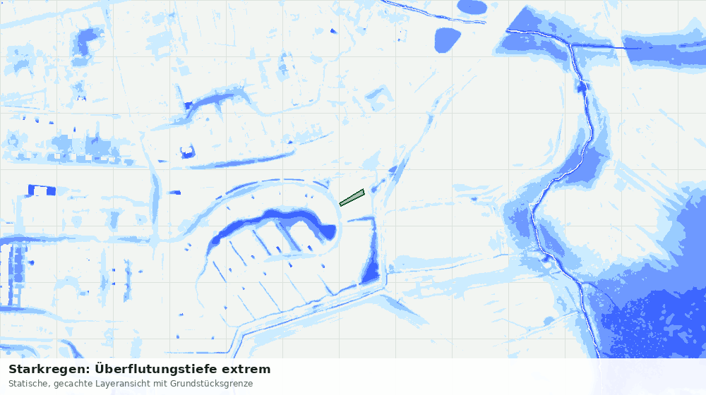 Statische Kartenansicht: Starkregen: Überflutungstiefe extrem