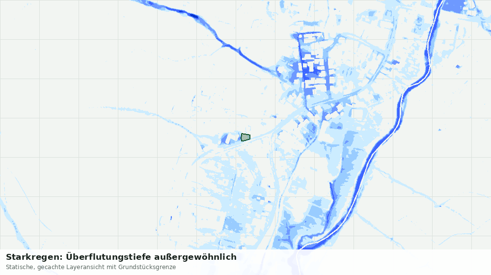 Statische Kartenansicht: Starkregen: Überflutungstiefe außergewöhnlich