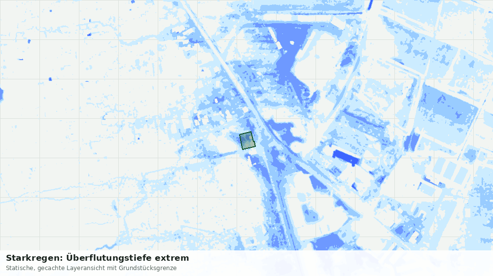 Statische Kartenansicht: Starkregen: Überflutungstiefe extrem