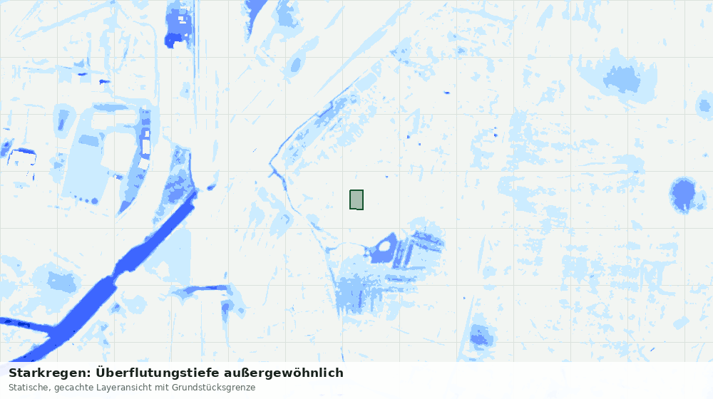 Statische Kartenansicht: Starkregen: Überflutungstiefe außergewöhnlich