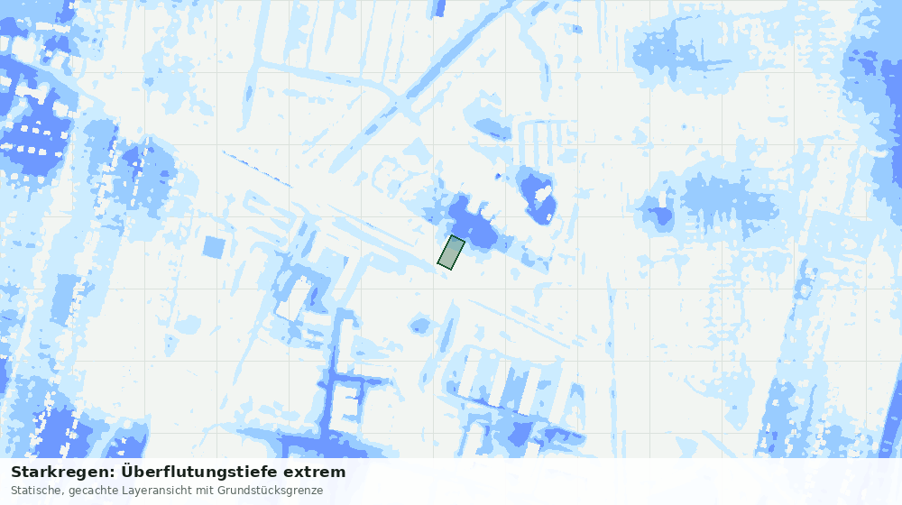 Statische Kartenansicht: Starkregen: Überflutungstiefe extrem