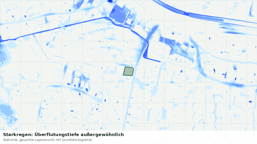 Statische Kartenansicht: Starkregen: Überflutungstiefe außergewöhnlich