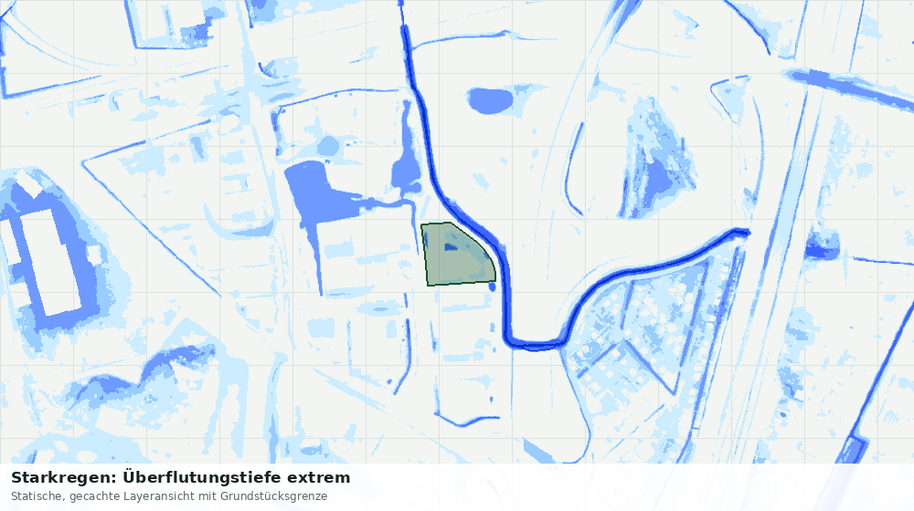 Statische Kartenansicht: Starkregen: Überflutungstiefe extrem