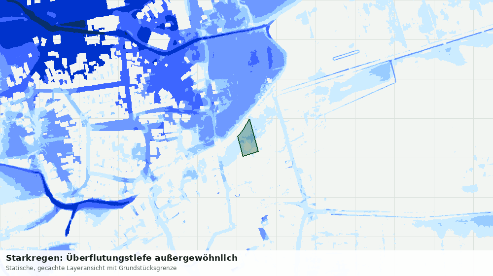 Statische Kartenansicht: Starkregen: Überflutungstiefe außergewöhnlich