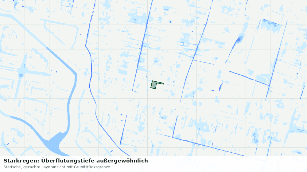 Statische Kartenansicht: Starkregen: Überflutungstiefe außergewöhnlich