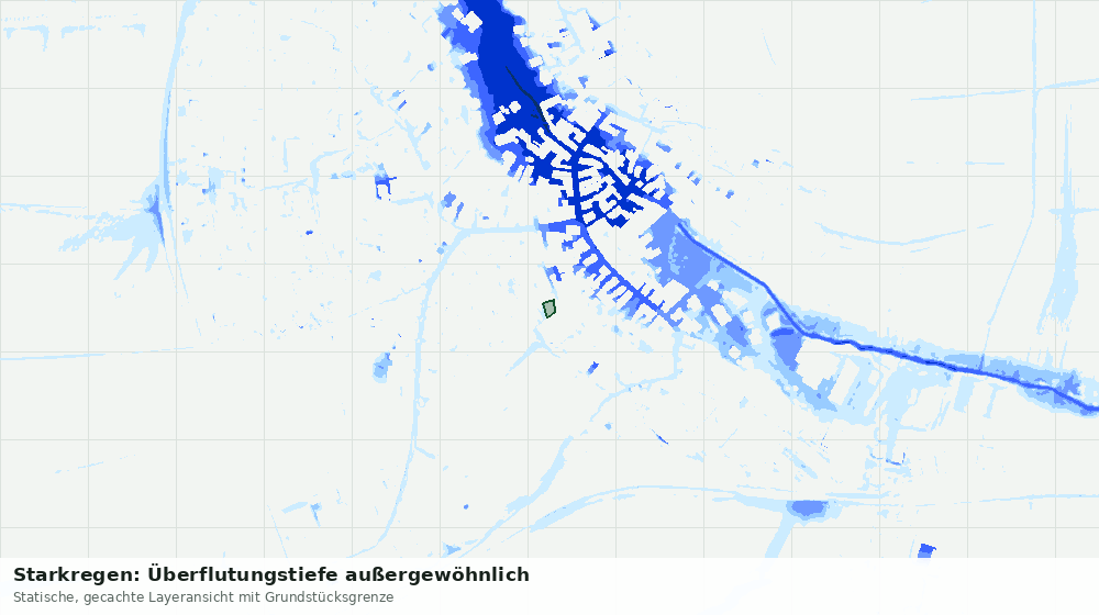 Statische Kartenansicht: Starkregen: Überflutungstiefe außergewöhnlich