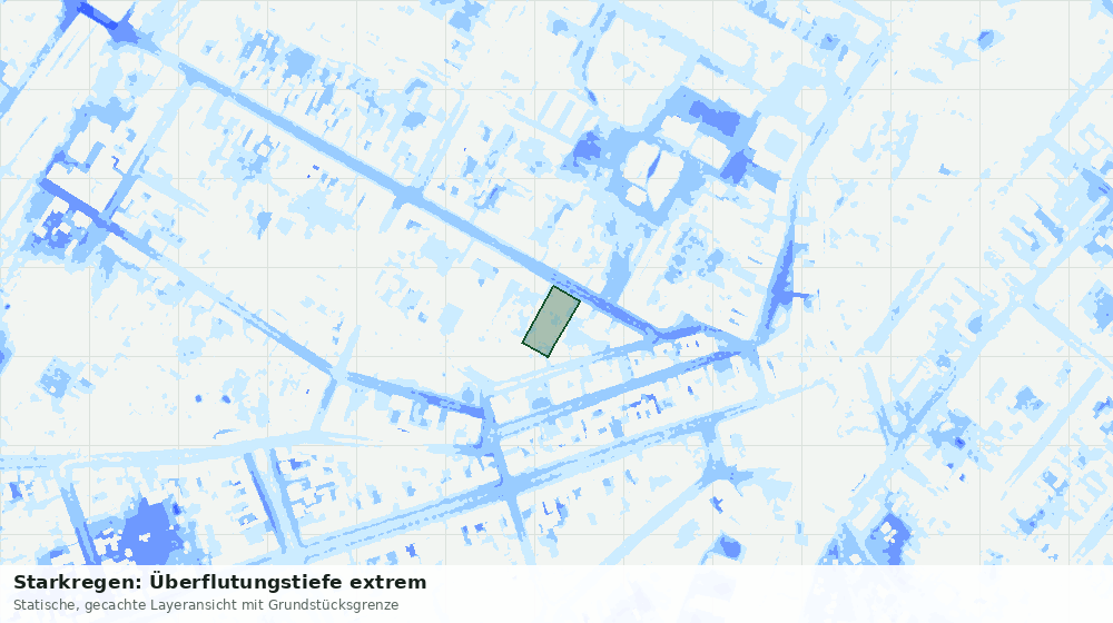 Statische Kartenansicht: Starkregen: Überflutungstiefe extrem