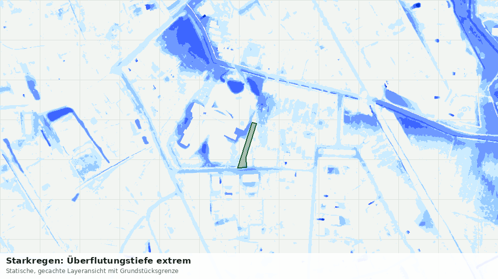 Statische Kartenansicht: Starkregen: Überflutungstiefe extrem