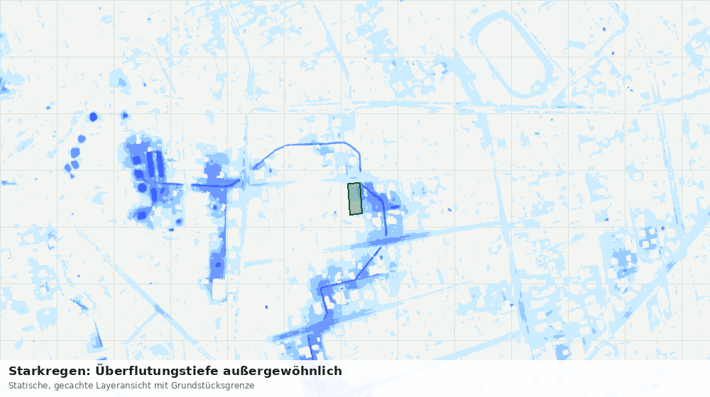Statische Kartenansicht: Starkregen: Überflutungstiefe außergewöhnlich