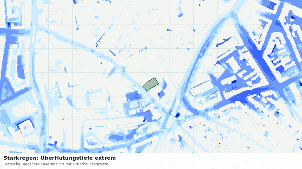 Statische Kartenansicht: Starkregen: Überflutungstiefe extrem