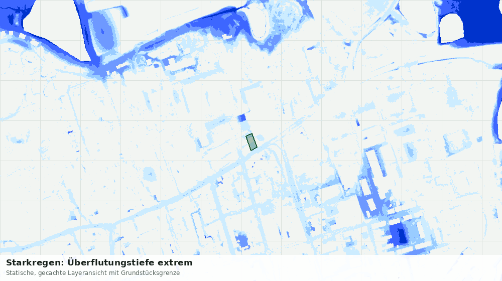 Statische Kartenansicht: Starkregen: Überflutungstiefe extrem