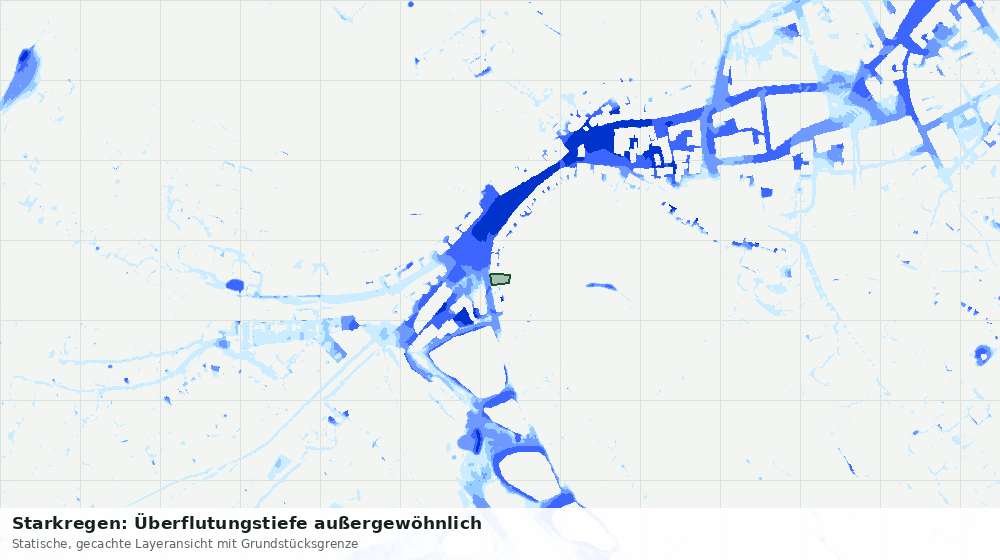 Statische Kartenansicht: Starkregen: Überflutungstiefe außergewöhnlich