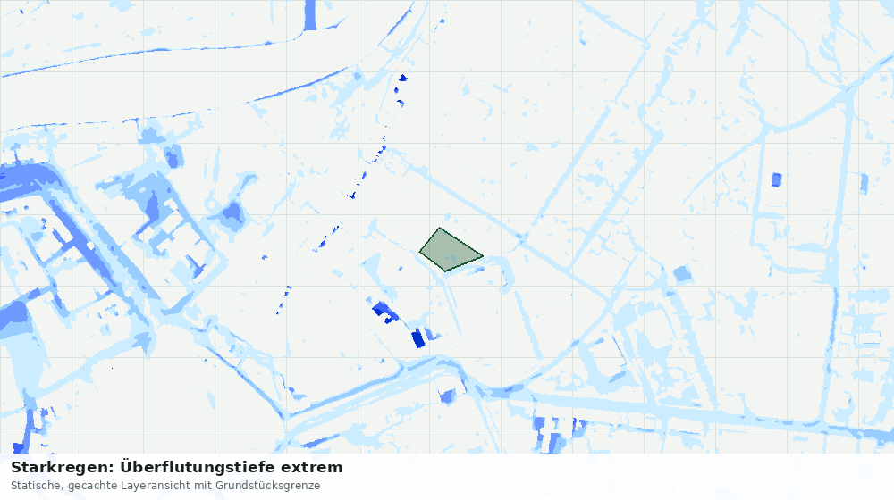 Statische Kartenansicht: Starkregen: Überflutungstiefe extrem