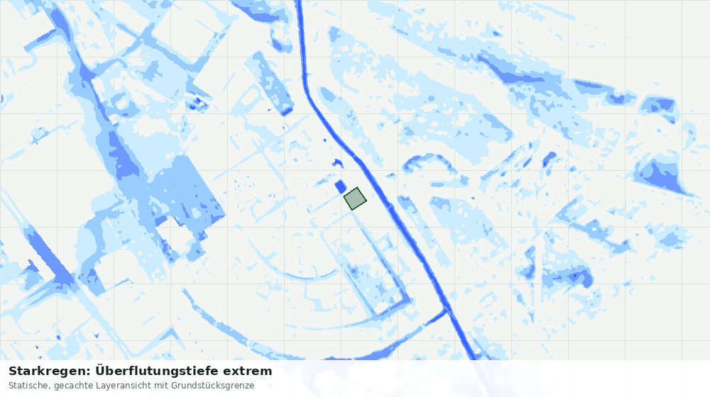 Statische Kartenansicht: Starkregen: Überflutungstiefe extrem