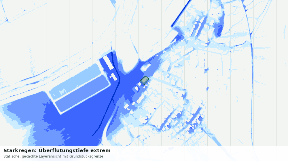 Statische Kartenansicht: Starkregen: Überflutungstiefe extrem