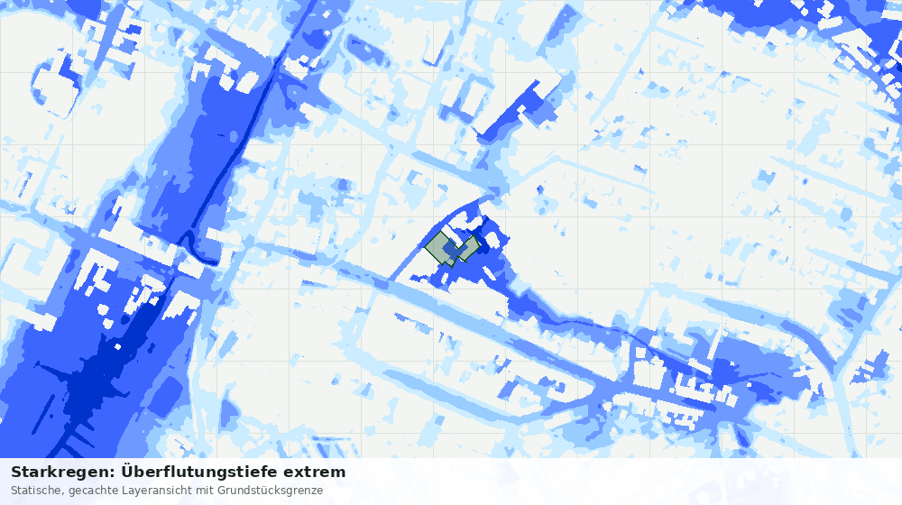 Statische Kartenansicht: Starkregen: Überflutungstiefe extrem