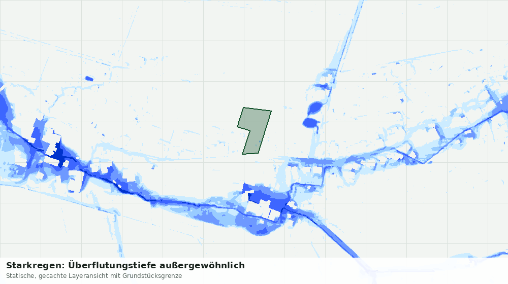 Statische Kartenansicht: Starkregen: Überflutungstiefe außergewöhnlich