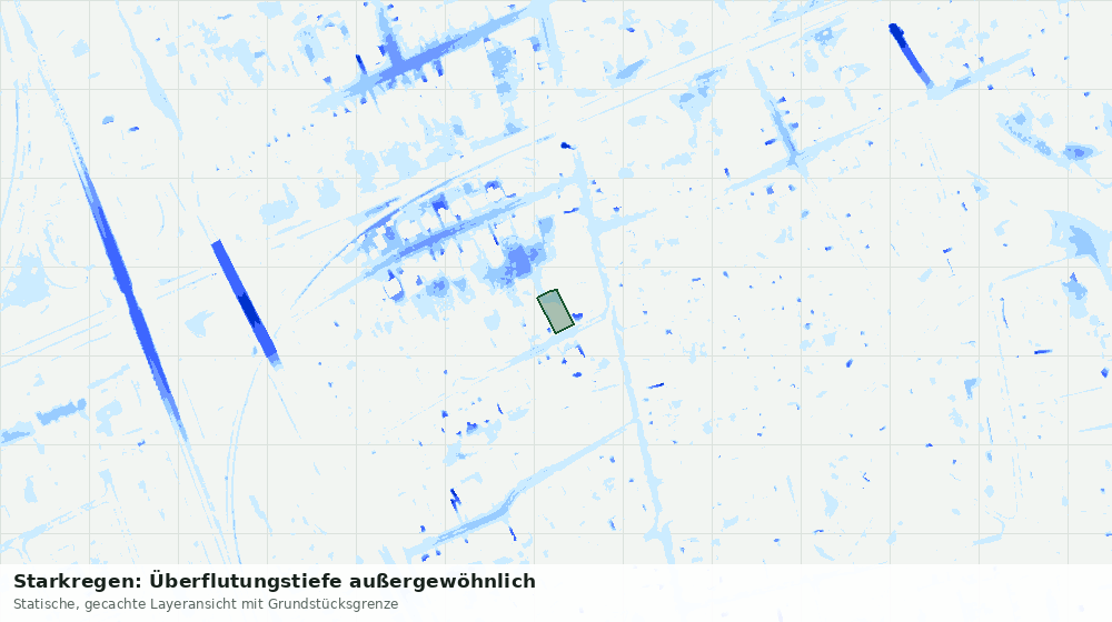 Statische Kartenansicht: Starkregen: Überflutungstiefe außergewöhnlich