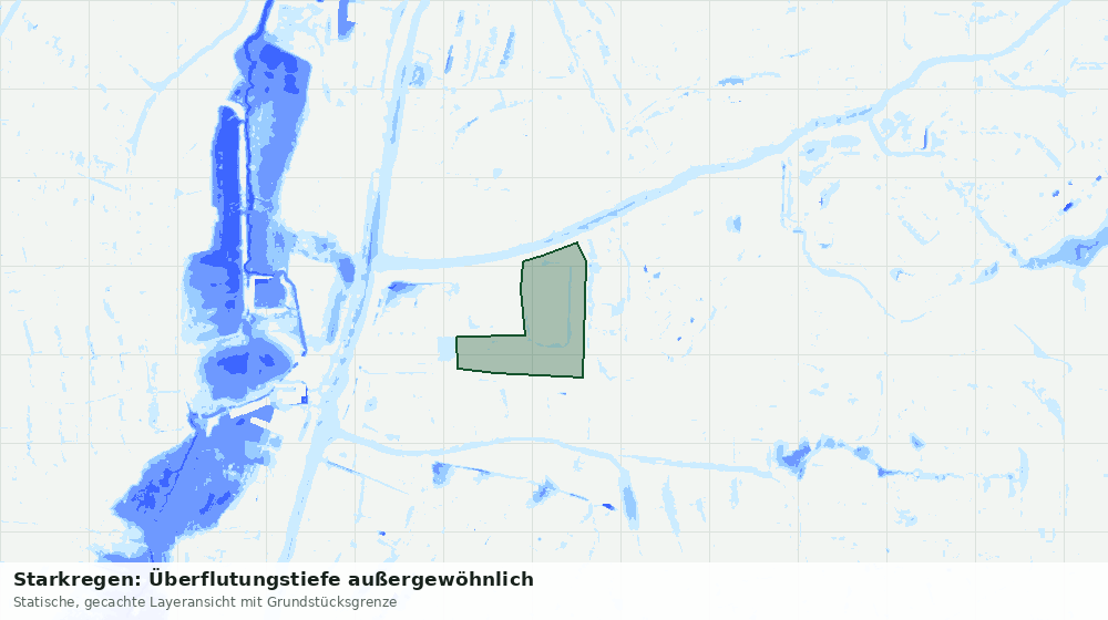 Statische Kartenansicht: Starkregen: Überflutungstiefe außergewöhnlich