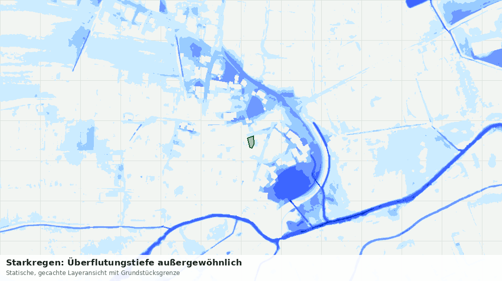Statische Kartenansicht: Starkregen: Überflutungstiefe außergewöhnlich