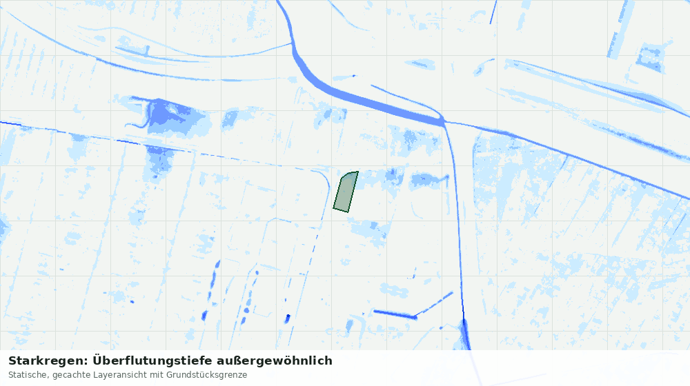 Statische Kartenansicht: Starkregen: Überflutungstiefe außergewöhnlich