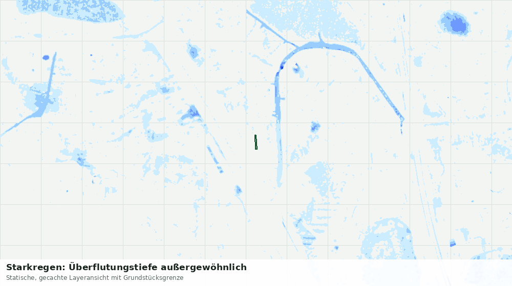 Statische Kartenansicht: Starkregen: Überflutungstiefe außergewöhnlich