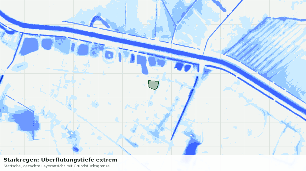 Statische Kartenansicht: Starkregen: Überflutungstiefe extrem
