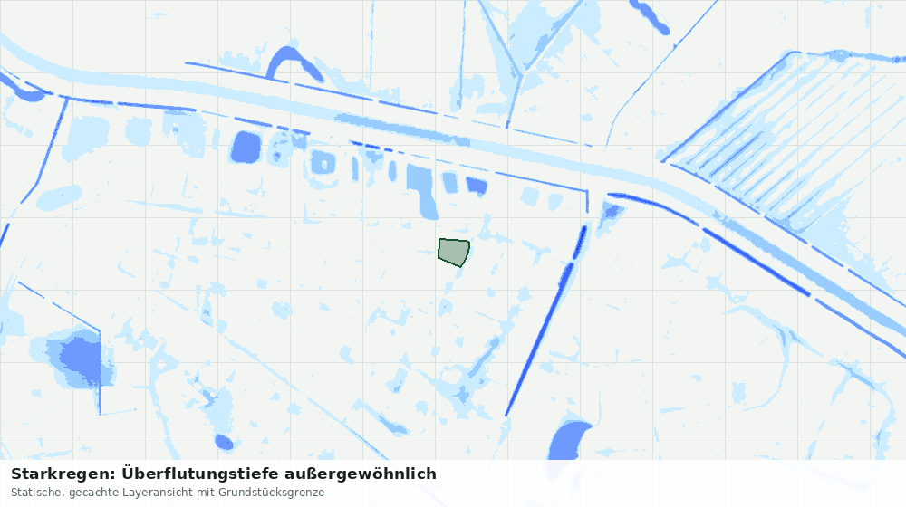 Statische Kartenansicht: Starkregen: Überflutungstiefe außergewöhnlich