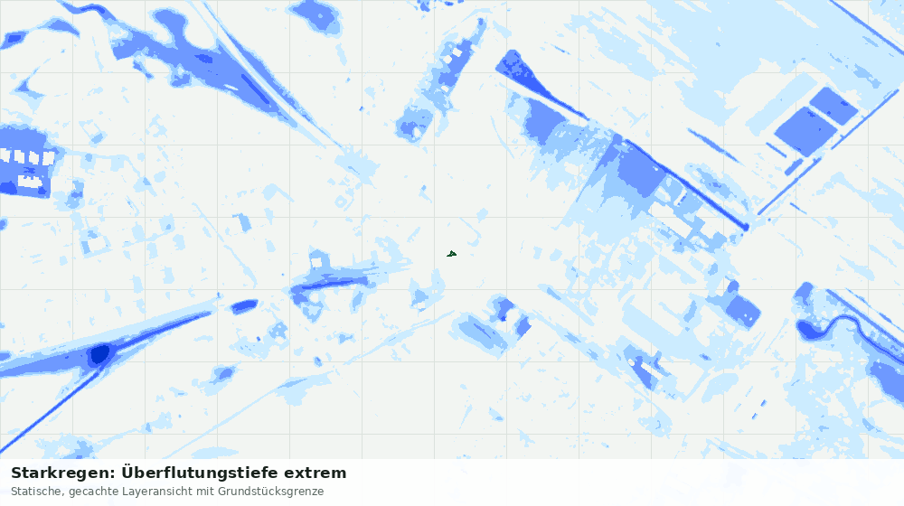 Statische Kartenansicht: Starkregen: Überflutungstiefe extrem