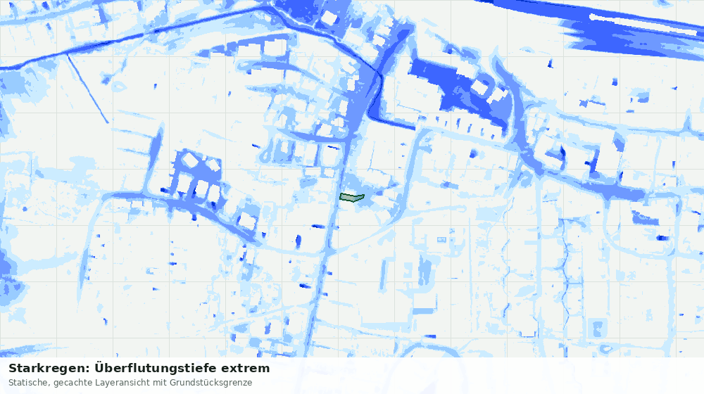 Statische Kartenansicht: Starkregen: Überflutungstiefe extrem