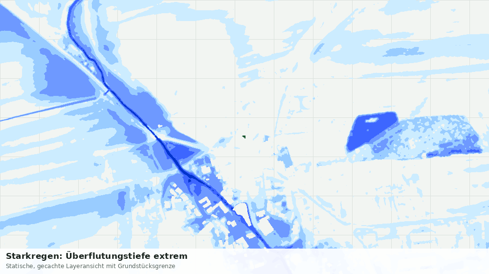 Statische Kartenansicht: Starkregen: Überflutungstiefe extrem
