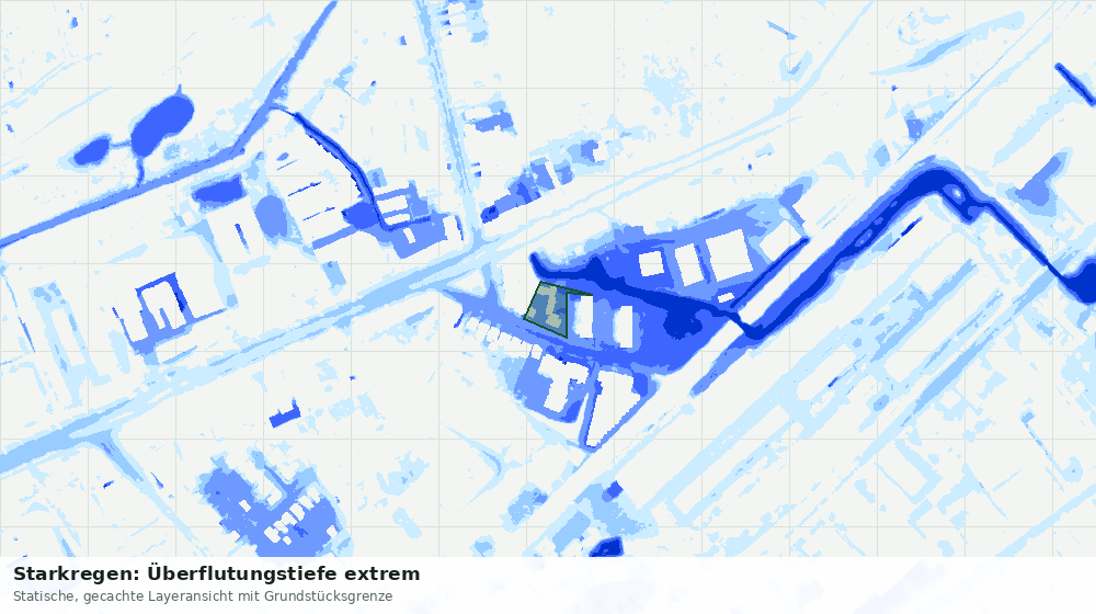 Statische Kartenansicht: Starkregen: Überflutungstiefe extrem