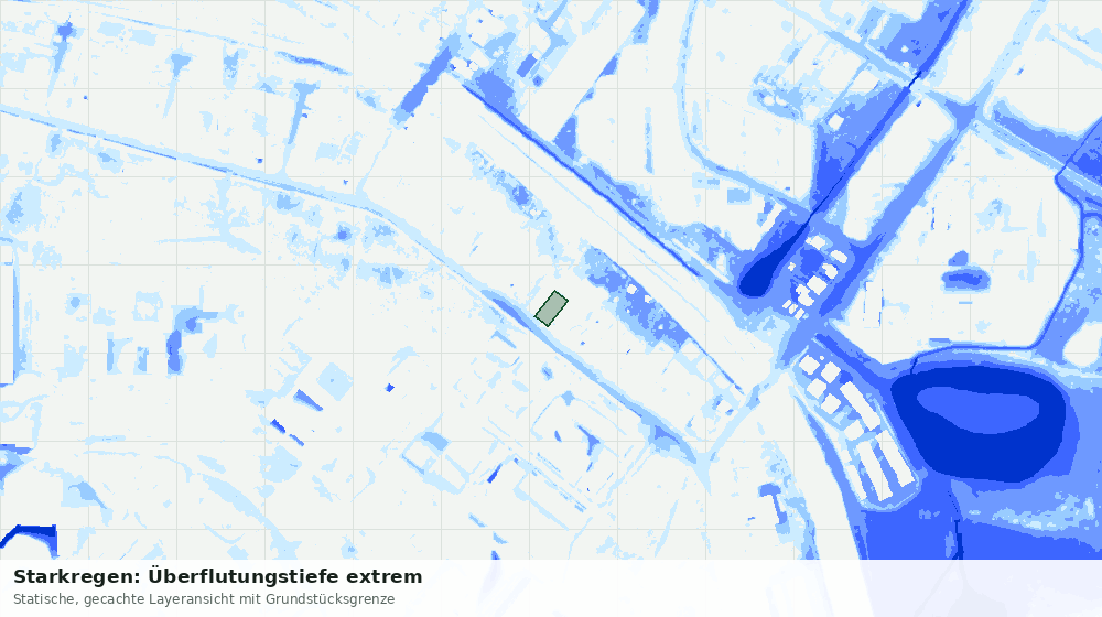 Statische Kartenansicht: Starkregen: Überflutungstiefe extrem