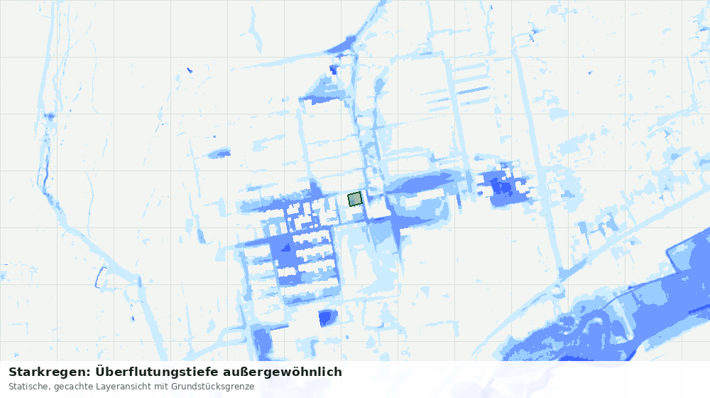 Statische Kartenansicht: Starkregen: Überflutungstiefe außergewöhnlich