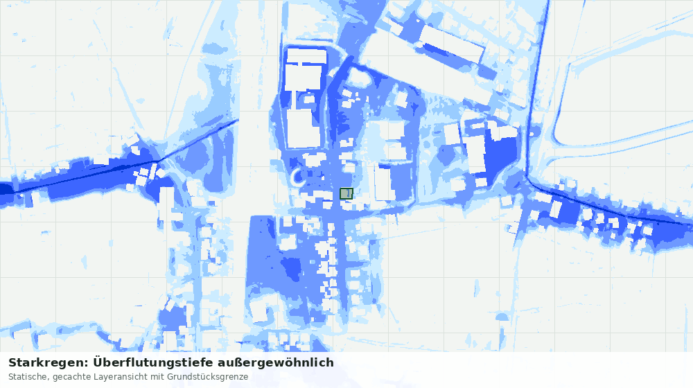 Statische Kartenansicht: Starkregen: Überflutungstiefe außergewöhnlich