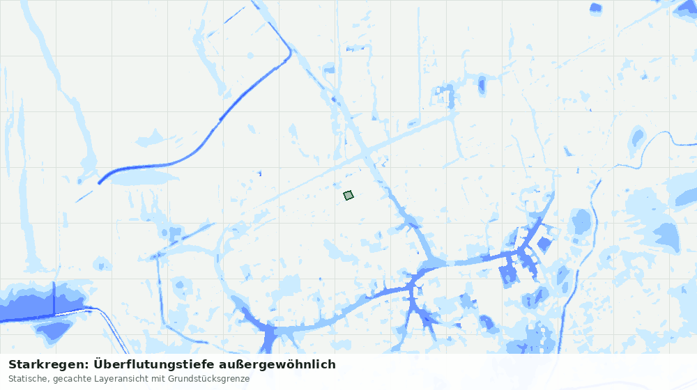 Statische Kartenansicht: Starkregen: Überflutungstiefe außergewöhnlich