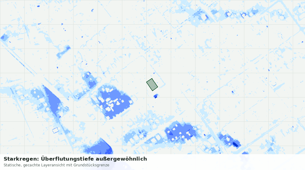 Statische Kartenansicht: Starkregen: Überflutungstiefe außergewöhnlich