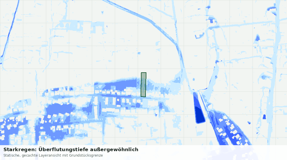 Statische Kartenansicht: Starkregen: Überflutungstiefe außergewöhnlich