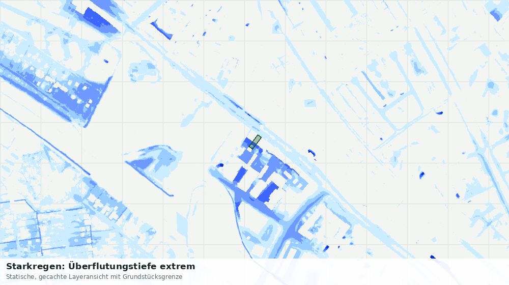 Statische Kartenansicht: Starkregen: Überflutungstiefe extrem