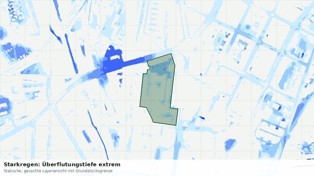 Statische Kartenansicht: Starkregen: Überflutungstiefe extrem